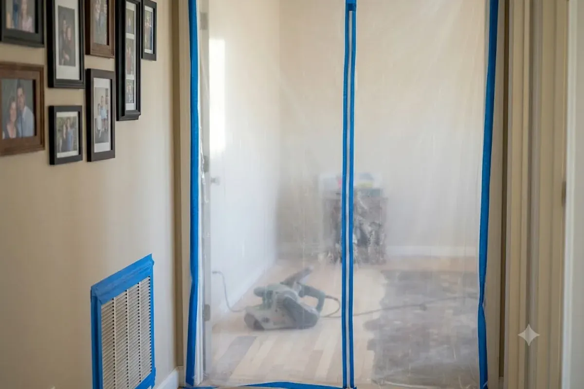 HEPA vacuum cleanup after floor sanding in a Bakersfield, CA home