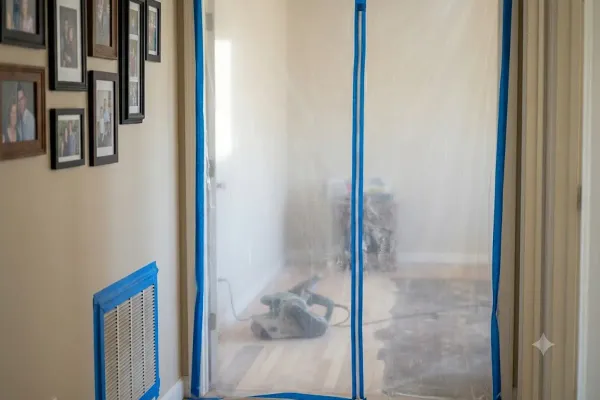 HEPA vacuum cleanup after floor sanding in a Bakersfield, CA home