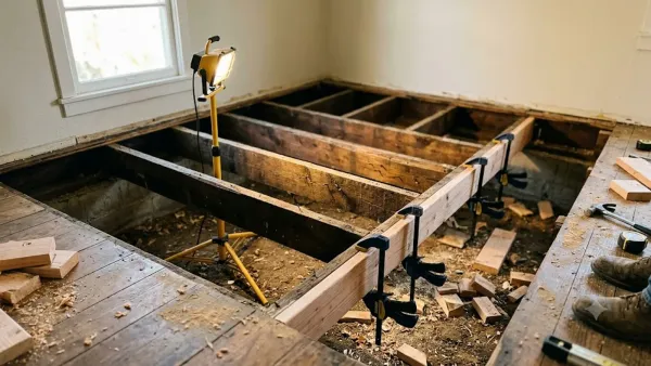 Subfloor and joist repair under a raised-foundation Bakersfield, CA home