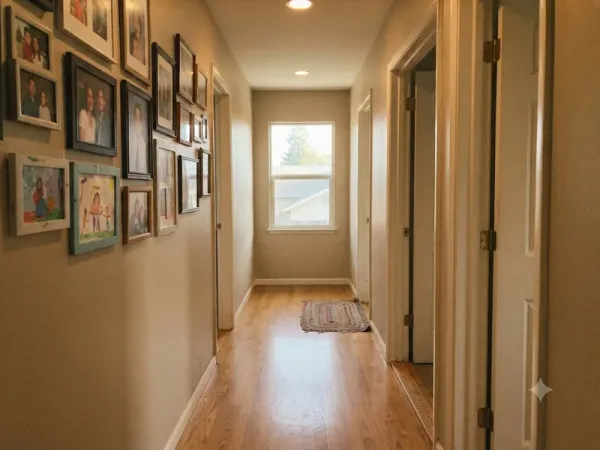 Finished hardwood hallway floor in a Delano, CA home